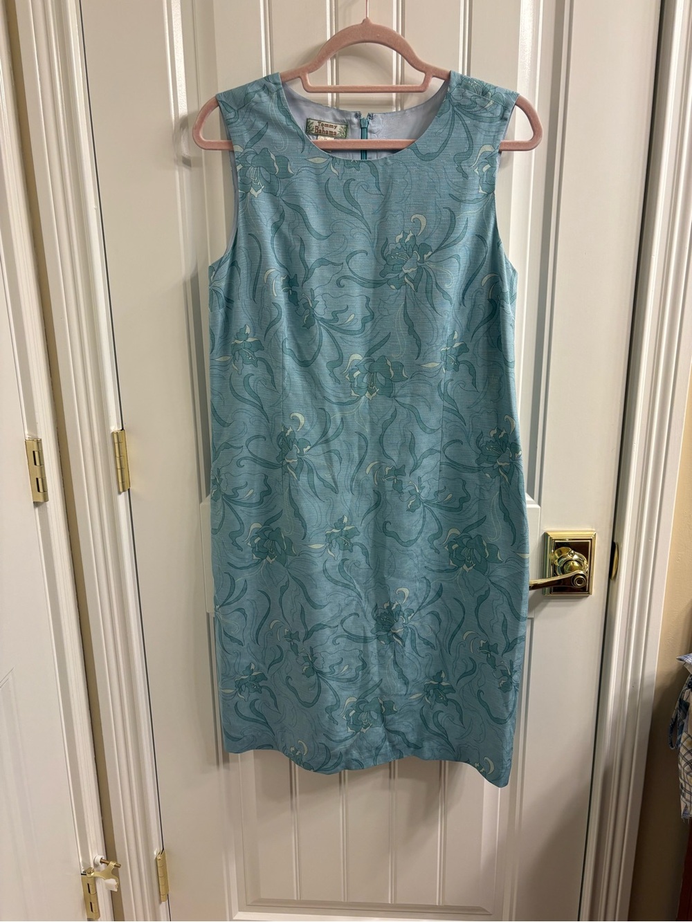 Tommy Bahama Sleeveless Blue Silk Floral Shift Dress Coastal Summer Size 12